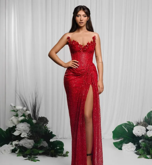 Scarlet Teardrop Sequin Set
